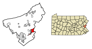 Location of Easton in Northampton County, Pennsylvania