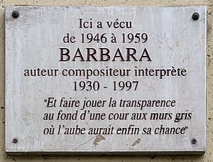 Plaque Ici Vécu Barbara 50 Rue Vitruve - Paris XX (FR75) - 2021-05-27 - 1
