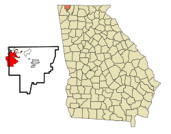 Location in Catoosa County and the state of Georgia
