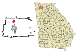 Location in Gordon County and the state of Georgia
