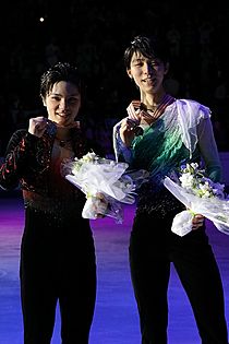 Hanyu and Uno at the 2017 World Championships