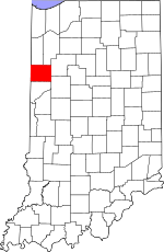 Benton County's location in Indiana