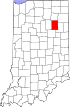 State map highlighting Huntington County