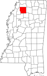 Location of Panola County in Mississippi