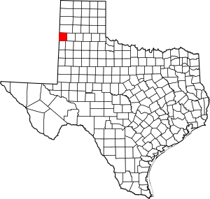 Map of Texas highlighting Parmer County