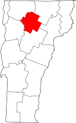 Map of Vermont highlighting Lamoille County