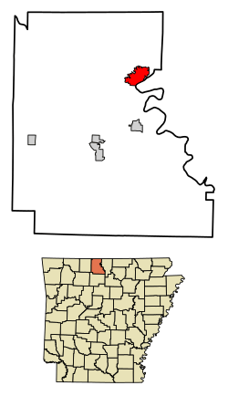 Location of Bull Shoals in Marion County, Arkansas.