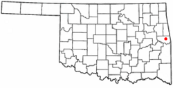 Location of Akins, Oklahoma