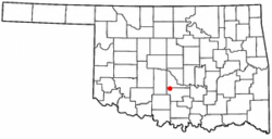 Location of Lindsay, Oklahoma