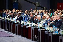 President al-Sisi Listens as Secretary Kerry Addresses Audience of Several Thousand Attending Egyptian Development Conference in Sharm el-Sheikh