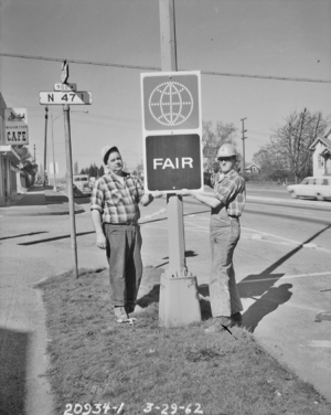 Seattle - Worlds Fair sign at 47th and Aurora, 1962