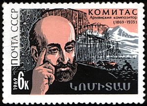 The Soviet Union 1969 CPA 3799 stamp (Komitas and Rural Scene)