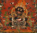Tibetan thangka from AD 1500, Mahakala, Protector of the Tent, Central Tibet. Distemper on cloth- (cropped)