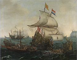 Vroom Hendrick Cornelisz Dutch Ships Ramming Spanish Galleys off the Flemish Coast in October 1602