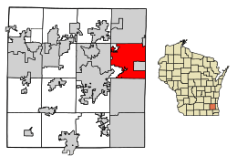 Location of Brookfield in Waukesha County, Wisconsin