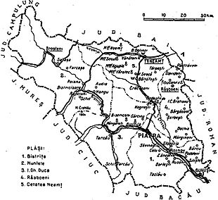 1938 map of interwar county Neamt