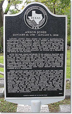 Anson Jones Texas Historical Commission Marker