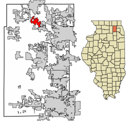 Location of Pingree Grove in Kane County, Illinois