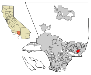 Location of Walnut in Los Angeles County, California