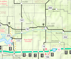 KDOT map of Lincoln County (legend)