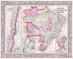 1864 Mitchell Map of Brazil, Bolivia and Chili - Geographicus - SouthAmericaSouth-mitchell-1864