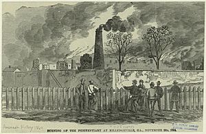 Burning of the penitentiary at Milledgeville, GA - November 23 1864