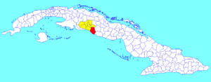 Cumanayagua municipality (red) within  Cienfuegos Province (yellow) and Cuba