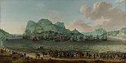 De overwinning op de Spanjaarden bij Gibraltar door een vloot onder bevel van admiraal Jacob van Heemskerck, 25 april 1607 Rijksmuseum SK-A-1387