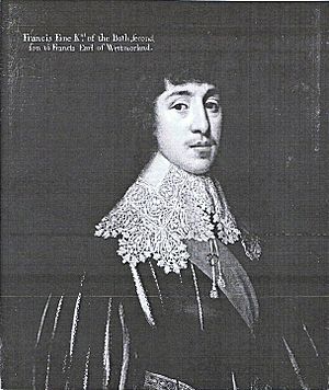 Hon. Sir Francis Fane of Fulbeck, K.B., (c. 1611–1681?), by Cornelius Johnsen, circa 1630, black & white version.jpg