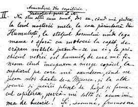 Ion Creanga - Manuscris Amintiri, prima pagina