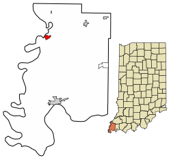 Location of New Harmony in Posey County, Indiana.
