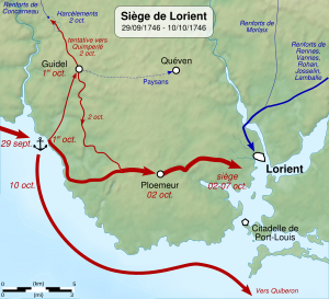Raid on Lorient 1746 map-fr