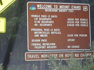 Welcome sign, Mount Evans byway