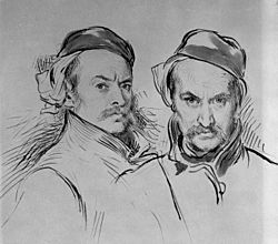 Alfred Dehodencq drawing of Jules and Edmond de Goncourt (cropped)