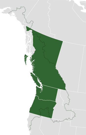 Boundaries of the bioregion with respect to current political divisions (Washington, Oregon and British Columbia).