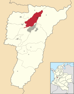 Location of the municipality and town of Circasia, Quindío in the Quindío Department of Colombia.