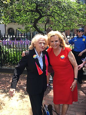 Congresswoman Carolyn B. Maloney and Edith Windsor at the 2016 Dedication of the Stonewall National Monument