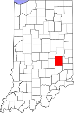 Map of Indiana highlighting Rush County