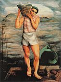 Moïse Kisling, c.1920, Le pêcheur (The Fisherman), oil on canvas, 82 x 61.7 cm, private collection