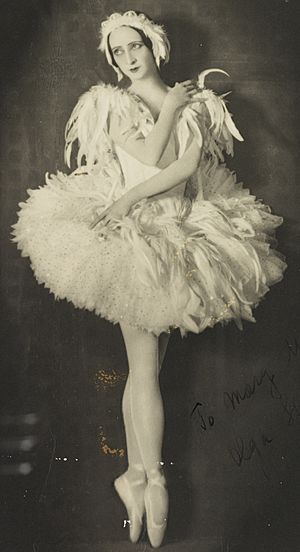 Olga Spessiva in Swan Lake costume, 1934 photographer Sydney Fox Studio, 3rd Floor, 88 King St, Sydney (cropped)
