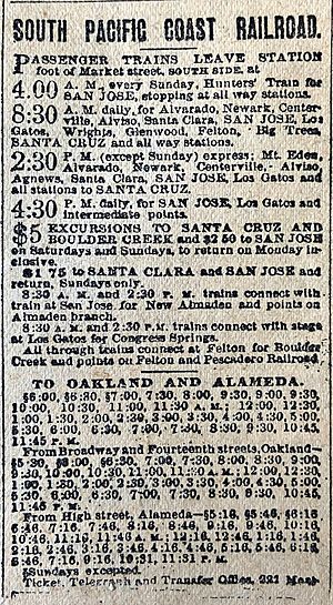 South Pacific Coast RR Schedule 1887