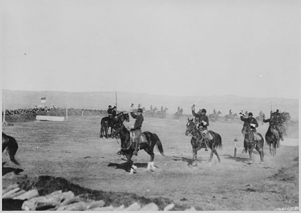 "Saber Exercises, Troop 'List Cavalry, Ft. Custer Mont., 1892." An Indian troop of U.S. soldiers - NARA - 531125