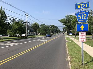 2018-08-07 10 33 53 View west along Morris County Route 512 (Valley Road) at Morris County Route 606 (Plainfield Road) in Long Hill Township, Morris County, New Jersey