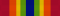 Width-44 ribbon with width-6 central ultramarine blue stripe, flanked by pairs of stripes that are respectively width-4 emerald, width-3 golden yellow, width-5 orange, and width-7 scarlet