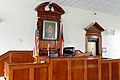 Clinch County Courthouse, courtroom bench, Homerville, GA, US