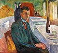 Edvard Munch - Self-Portrait with a Bottle of Wine - Google Art Project