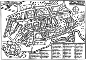 John Speed - Map of Nottingham 1610