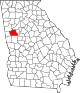 State map highlighting Coweta County