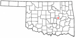Location of Okemah, Oklahoma