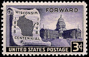 3c Wisconsin Statehood Centennial, 1948 issue